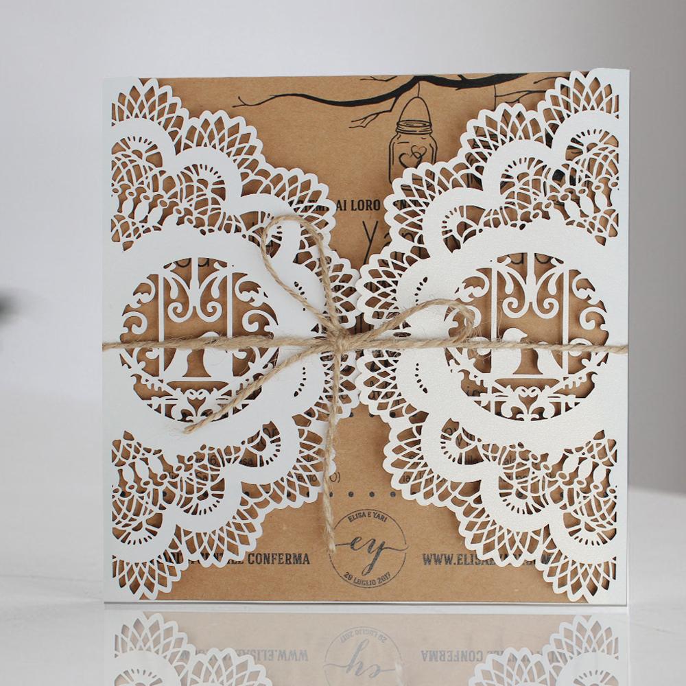 Birdcage Vintage Kraft Paper Invitations Wedding Invite Cards