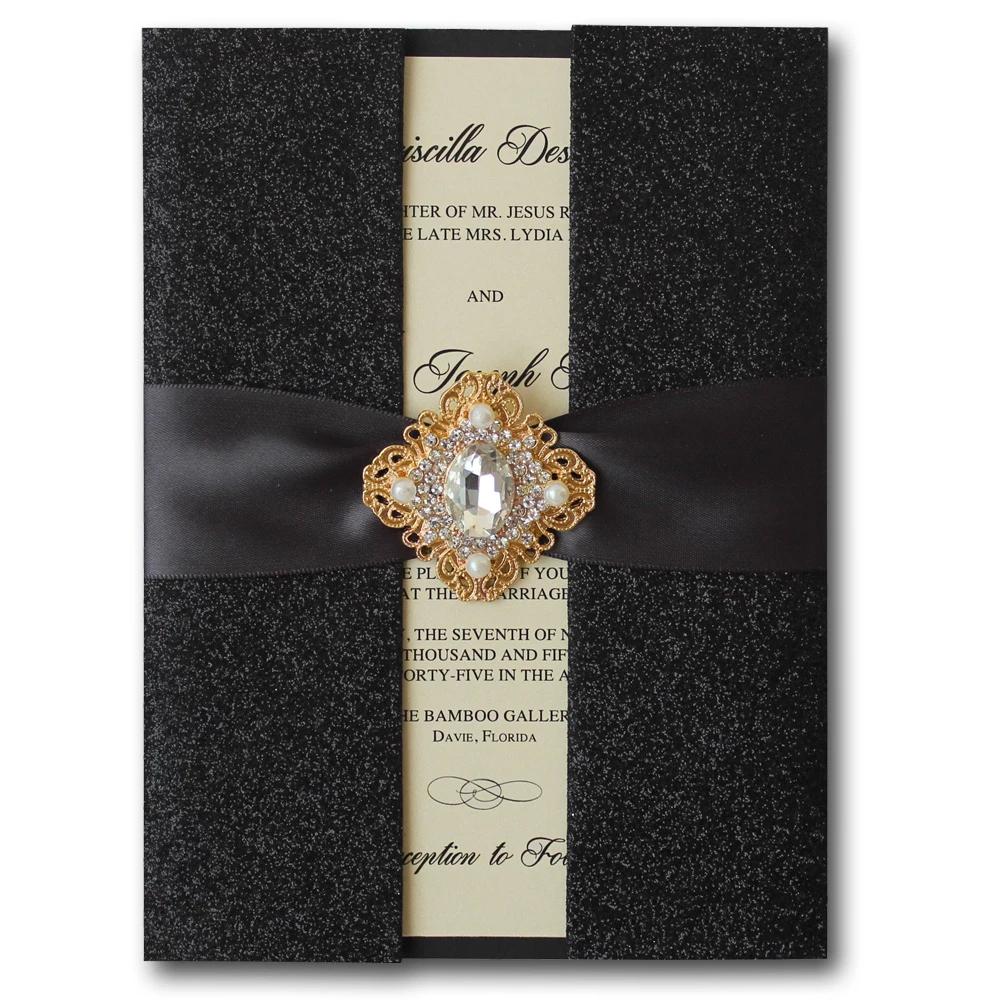 Black Wedding Invitations, Shiny Invitation, 2020 Luxurious Wedding Invitation Card