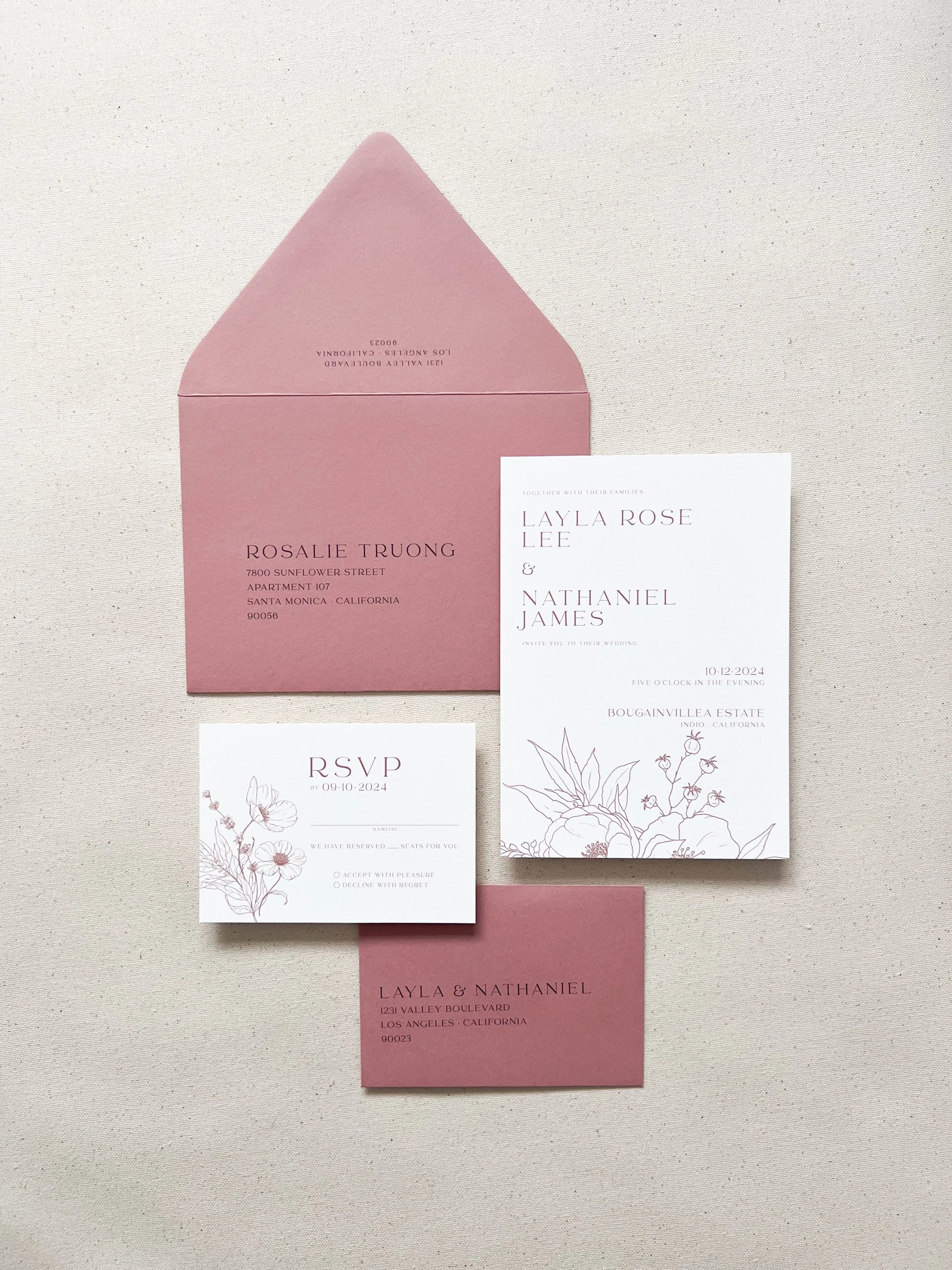 Boho Wildflower Illustrations Invitation Package