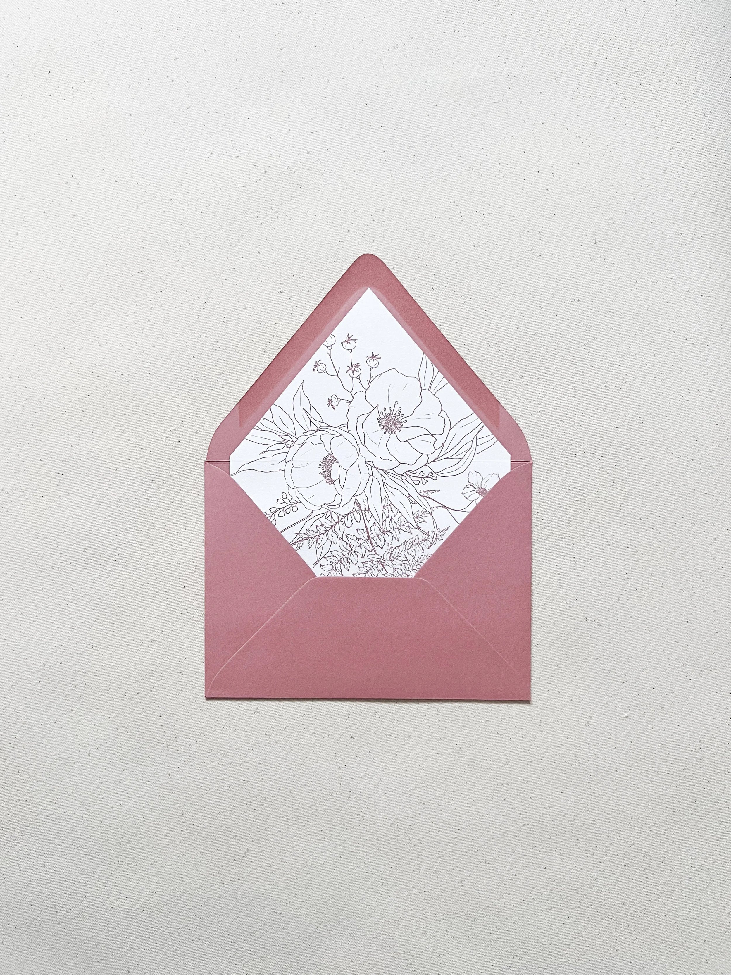 Boho Wildflower Illustrations Envelope Liner