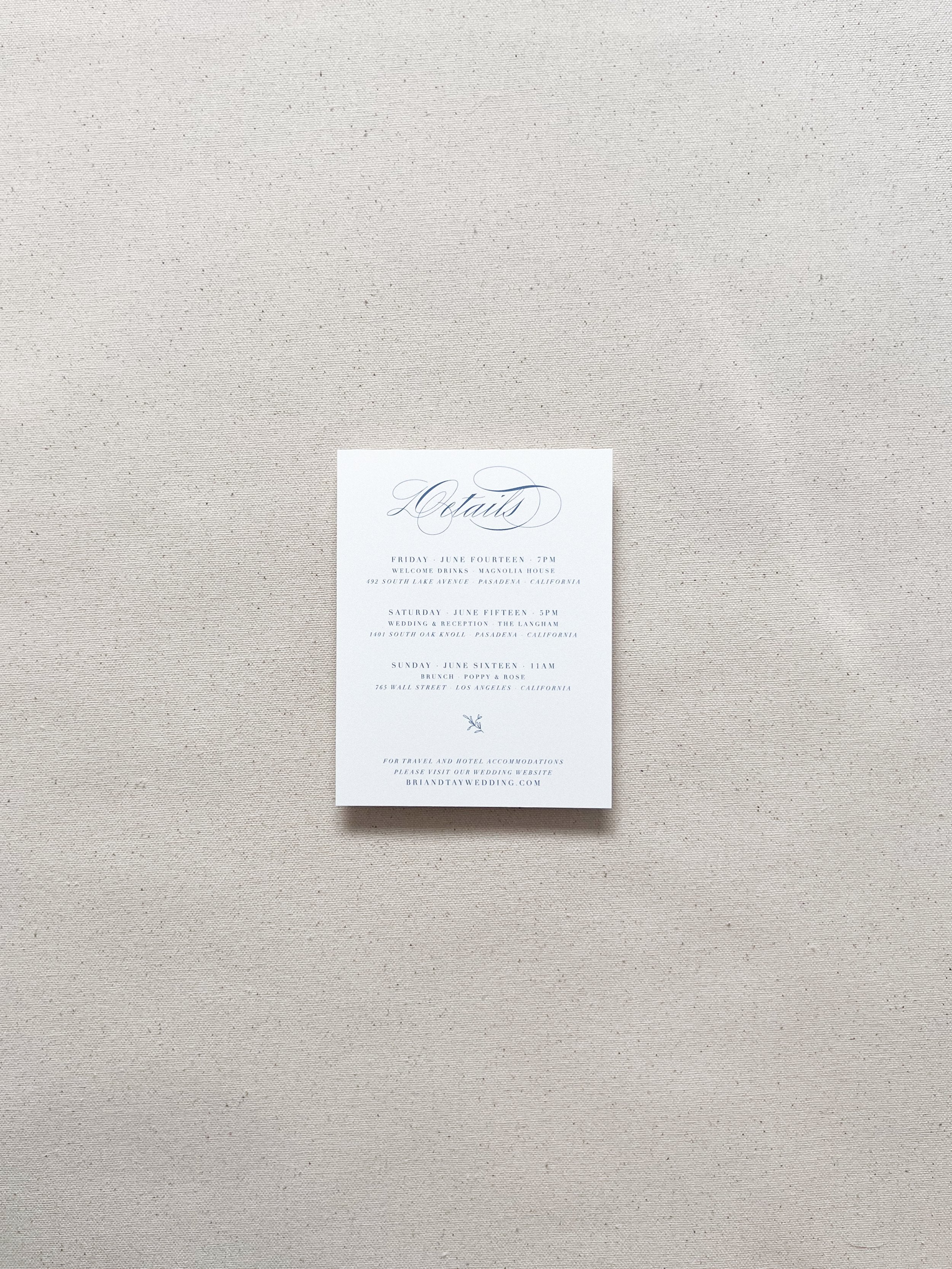 Romantic and Delicate Invitations Details Card