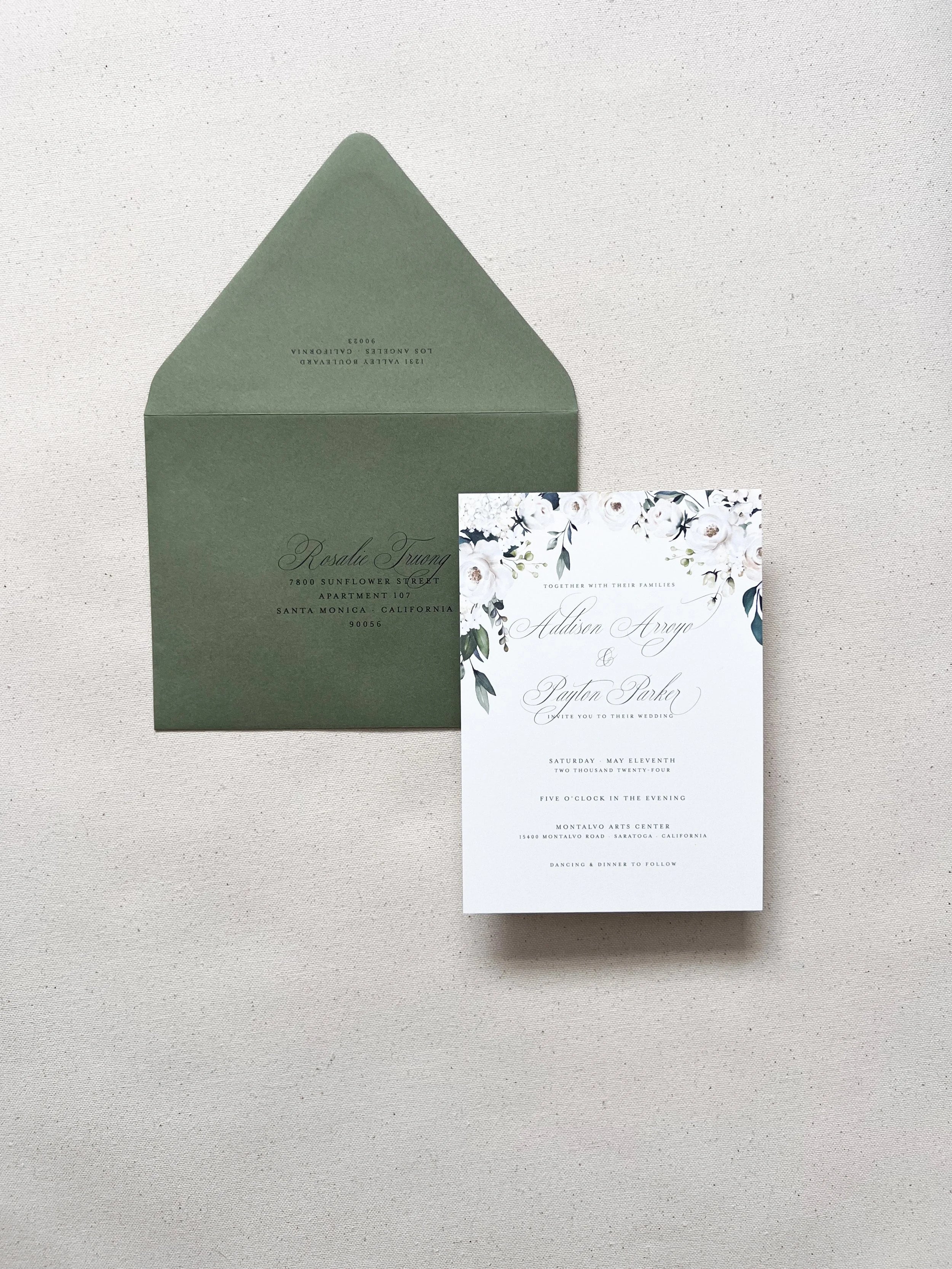 White Roses Garden Printed Delivery Addresses