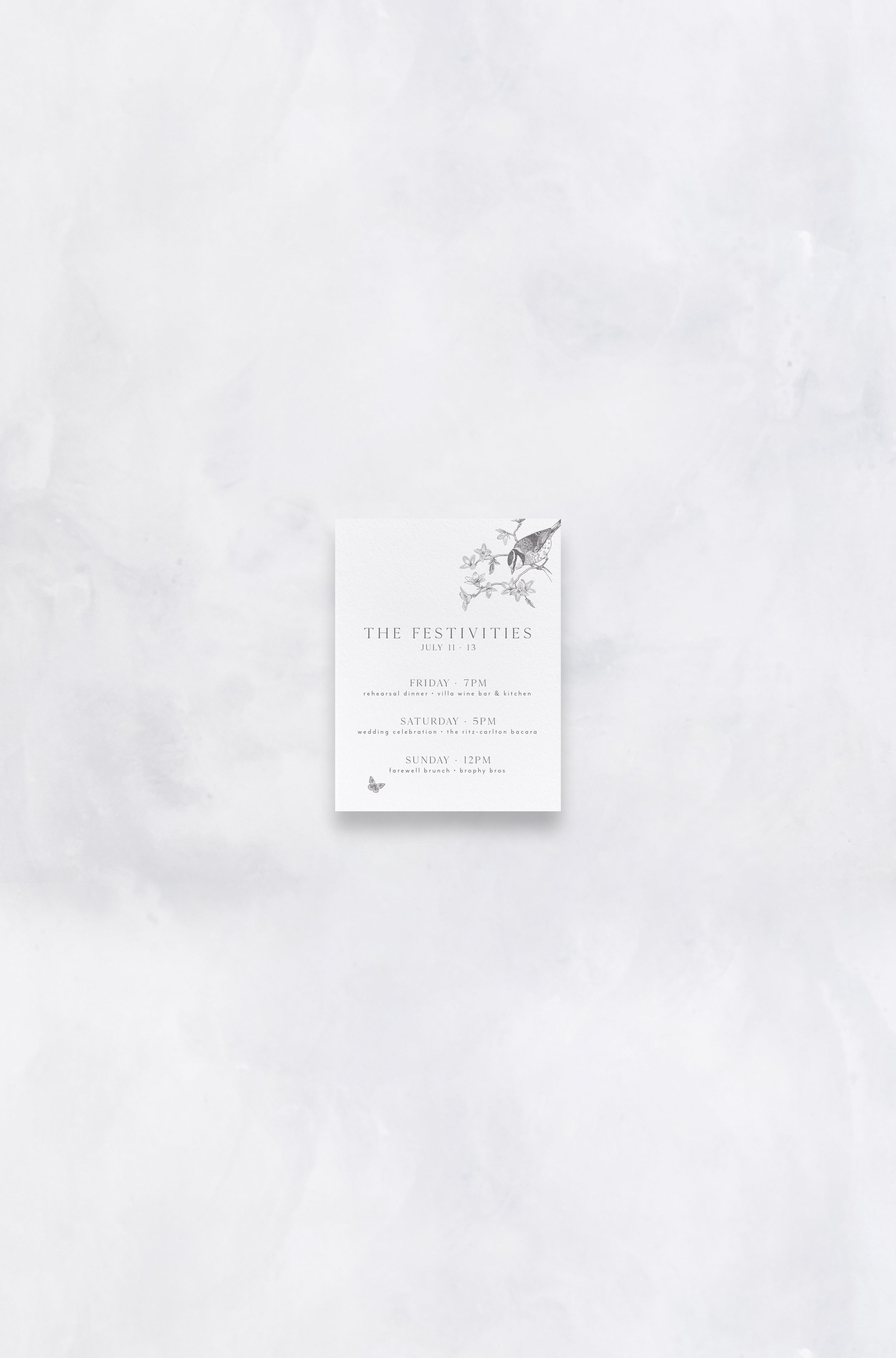 Delicate Birds and Garden Theme Details Card