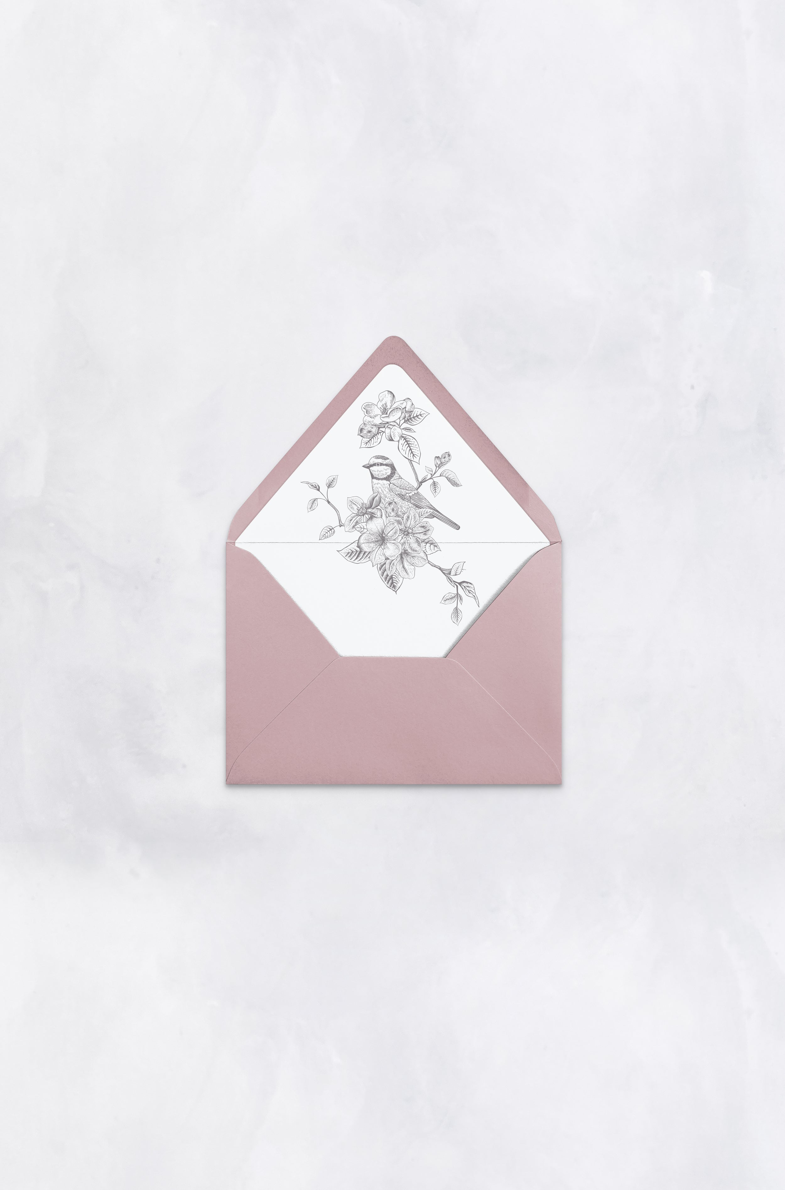 Delicate Birds and Garden Theme Envelope Liner