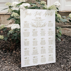 Your Seat Awaits with greenery detail Seating Chart | Colored Acrylic