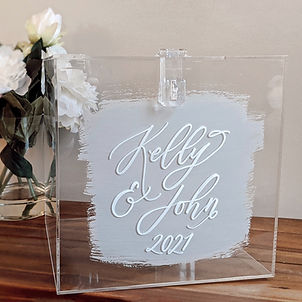 Acrylic Card Box with Brush Painted Background