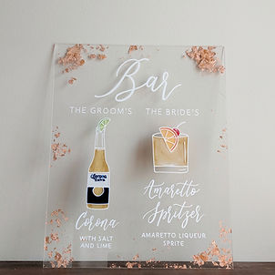 Signature Cocktails Sign | 2 Cocktails with Rose Gold Foil