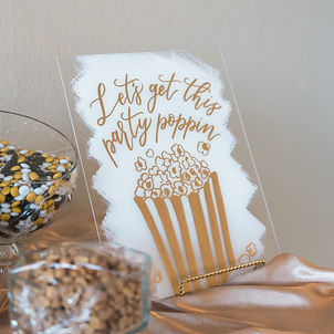 Let's Get This Party Poppin' Acrylic Sign | Popcorn Bar Sign