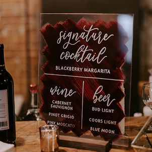 Bar Menu Acrylic Sign | Signature Cocktails, Wine and Beer List