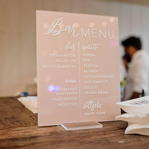 Bar Menu Acrylic Sign | Beer, Spirits and Wine List