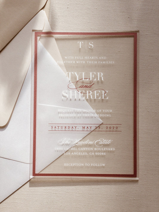 Frame'd Collection | Acrylic Wedding Invitations €¢ Rose Gold & White