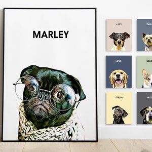 Pet Portrait Custom and Personalized. Pet Dog Wall Art DIGITAL DOWNLOAD to Print on Poster or Canvas for gift.