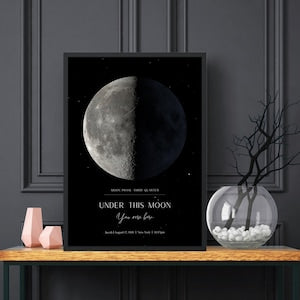 Custom Moon Phase Print: Personalized Star Map Birthday Gift