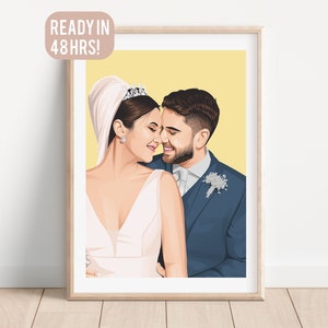 Custom Wedding Portrait, Wedding Painting, Personalised Wedding Print, Bride and Groom gifts, Wedding Gift, Anniversary Gift, Memory gift