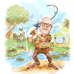 Custom Hand-Drawn Caricature, Personalized Gift (11x14 Digital JPEG)