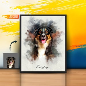 Custom Watercolor Pet Portrait From Photo, Personalized Dog Cat Portrait painting from photo, Pet Memorial Art, Pet sympathy Gift for her