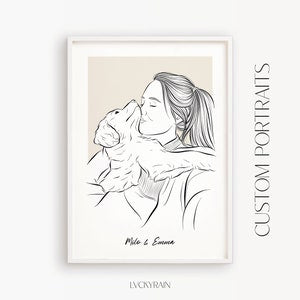 Custom Pet Portrait from Photo | Minimalist Line Art | Dog Mom or Cat Mom Gift
