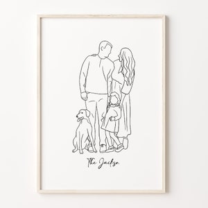 One Line Drawing, Custom Couple Portrait, Custom Family Gift, Personalized Wedding Anniversary Gift, Custom Line From Photo #COR