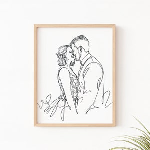 Custom Couple Portrait Line Art | Personalized Sketch from Photo Anniversary, Christmas, Wedding, Birthday Gift | Minimalist Modern Wall Art