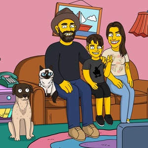 Personalized Simpsons family portrait, Personalized Simpsons portrait, Simpsons gift, Family Simpsons portrait, Custom Simpsons portrait