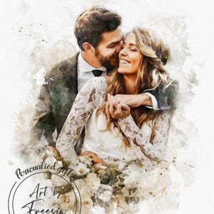 Watercolour Couple Portrait from Photo, Custom Wedding Anniversary Gift for friend, Engagement Gift for Friend,Mothers day Personalised Gift