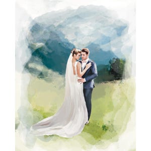 Personalized Watercolor Portrait: Custom Wedding Anniversary Art (Digital File)