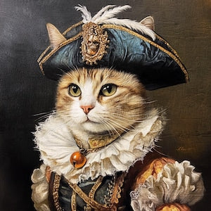 Custom Royal Cat Portrait, Renaissance Cat Painting, Pet Lovers Gift, Royal Pet Portrait, Pet Portrait gift, Animal Painting, Wall Decor
