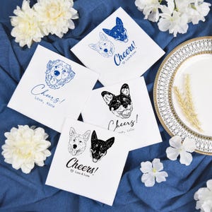 Custom Dog Napkins | Dog Napkins Wedding | Custom Engagement Napkins | Personalized Napkins | Wedding Napkins | Dog Napkins