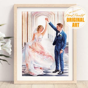 Watercolor Couple Portrait from Photo, Custom Wedding Anniversary Gift for Wife Husband Parents, Engagement Gift for Friend, Hand painted