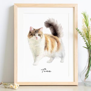 Mini Custom Watercolor Cat Portrait, Hand Painted Pet Portrait, Cat Portrait From Photo, Pet Memorial Gift, Pet Painting, Original Art