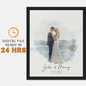 Custom Portrait from Photo, Custom Wedding Portrait from Photo, Digital Watercolor Illustration