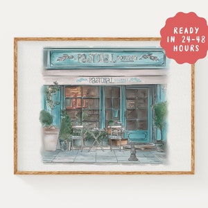 First Date Venue Watercolor Portrait | Custom Couple Watercolor Venue Drawing | Venue Keepsake Art | Couple Valentines Gift Portrait