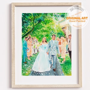 Watercolor Couple Portrait from Photo, Custom Wedding Anniversary Gift for Wife Husband Parents, Engagement Gift for Friend, Hand painted