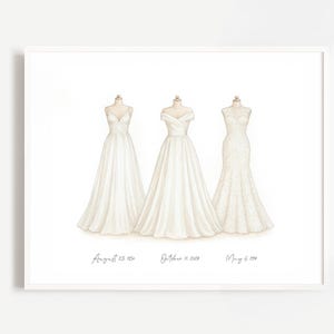 Custom Wedding Dress Illustration: Bridal Portrait Painting