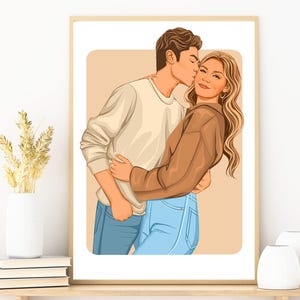 Custom Couple Portrait, Birthday Gift for Him, Portrait gifts for Boyfriend, Faceless Portrait, Personalized Illustration, couple drawing