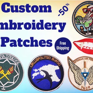 Custom Embroidery Patches, Iron On or Sew On, Personalized Logo