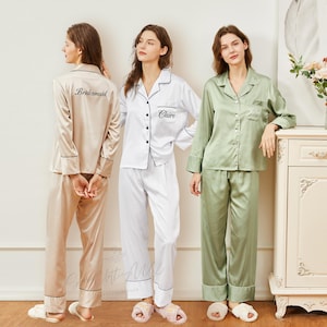 Custom Bridesmaid Pajamas Set, Matching Bridesmaid PJs, Soft Bridesmaid Pajamas, Bridal Party Full Length Pajamas