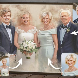 Personalized Watercolor Day of Wedding Painting with Parents, Custom Memorial Painting Commission for Loved Ones, Sympathy Gift for Friends