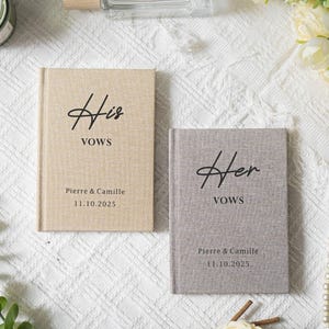 Personalized Linen Vow books Set of 2 - Custom Wedding Ceremony Vow Booklets, Wedding Speech Notebook, Gifts for Bride and Groom
