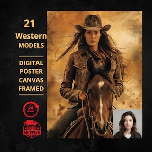 Custom Cowgirl Portrait from Photo, Cowgirl Svg, cowgirl portrait, wester gift, western art print, Cowboy svg, cowboy art, face swap,western
