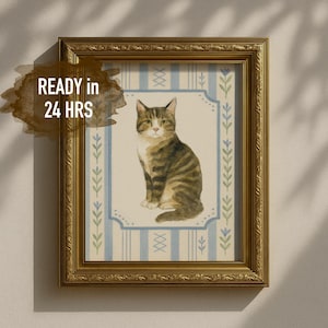 Custom Cat Portrait – Personalized Watercolor Cat Painting from Photo, Cat Loss Memorial, Kitty Gift for Cat Lovers & Owners