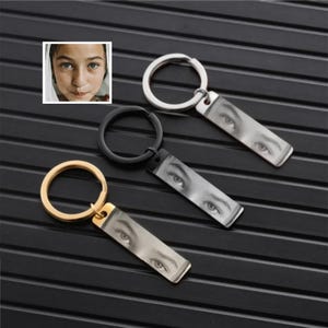 Personalized Human Eyes keychain,Engraved Your Eyes Photo keychian for Him/Her,'I with You' keyring,Birthday Gifts,Gifts for Boyfriend,Lover