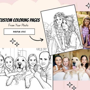 Custom Coloring Book Pages, Personalised Photo To Coloring Page, Printable Coloring Book, Gift For Kids, Wedding Coloring book, Digital File