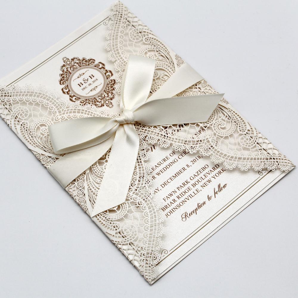 Customized Lace Wedding Invitation with RSVP Cards
