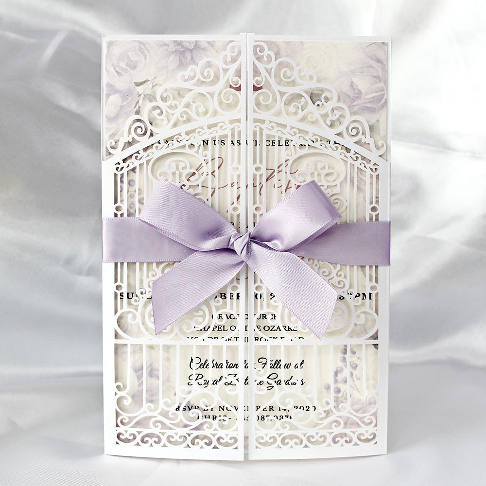 Lavender Baby Shower Invitation, Floral Garden Baby Birthday Invite Gate Invitations for Baby Shower / Wedding / Party