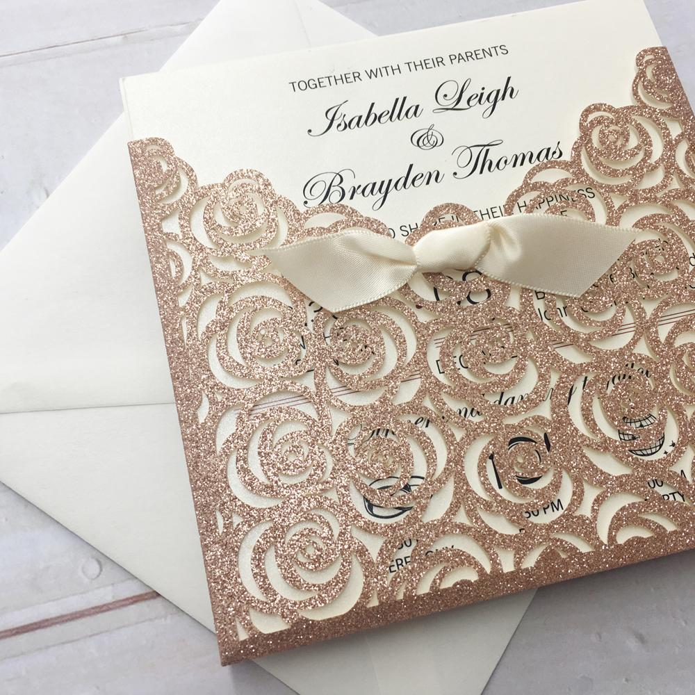 Luxury Gold Glitter Wedding Invitations